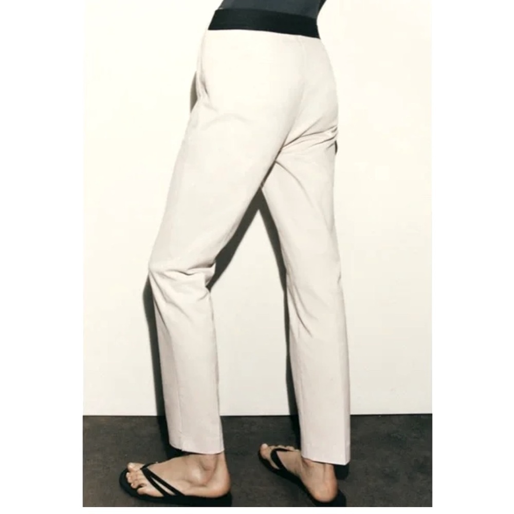 Zara white jogger waist pants with black elastic band - Picture 12 of 16